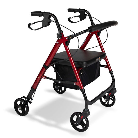 Walker - Hero Medical 6″ Deluxe Height Adjustable Seat Walker, Red