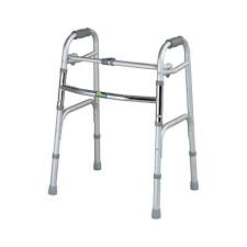 Walking Frame - Care Quip, Folding Walking Frame with Fixed Front Wheel and Rear Skis