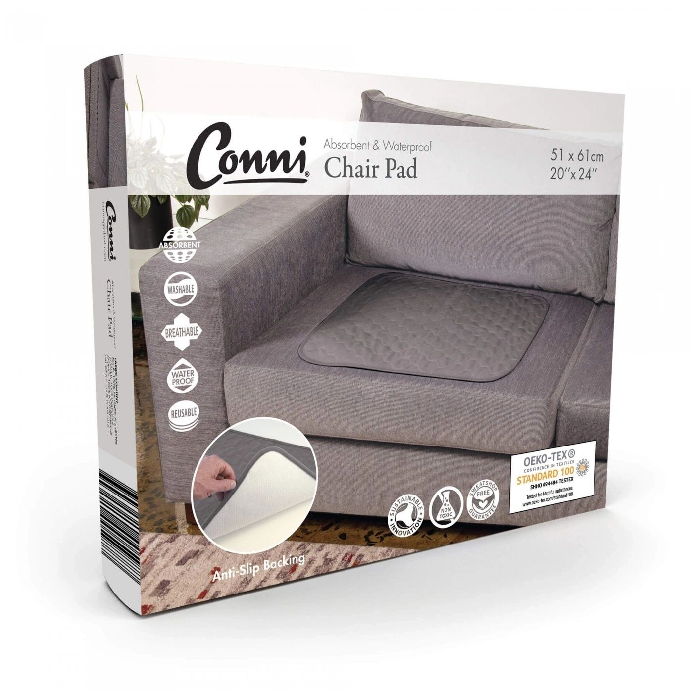 Conni Chair Pad, Large, Charcoal